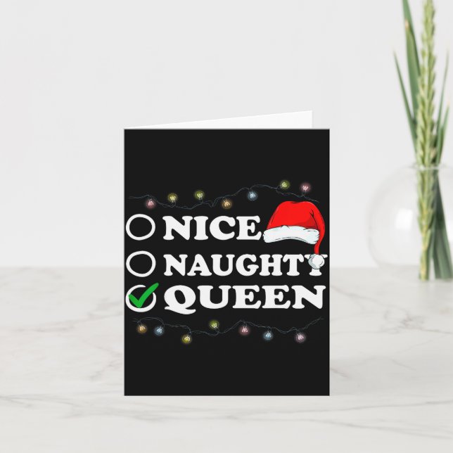 Tarjeta Christmas Nice Or Naughty Or Queen Pajama  (Anverso)