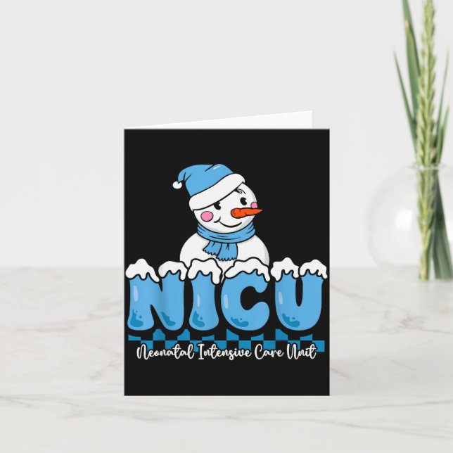 Tarjeta Christmas Nicu Snowman Neonatal Icu Nurse Squad Nu (Anverso)