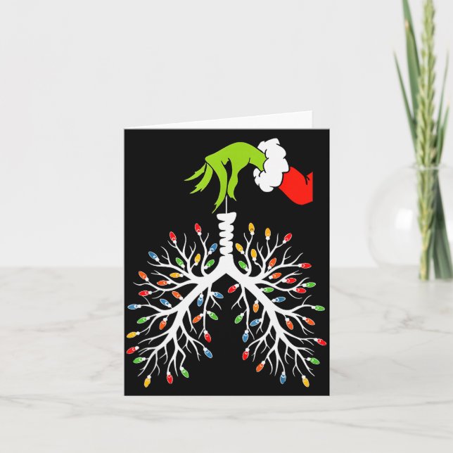 Tarjeta Christmas Nurse Lung Xmas Lights Funny Pulmonologi (Anverso)