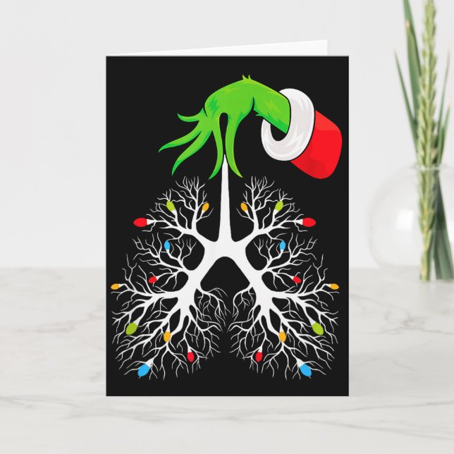 Tarjeta Christmas Nurse Resratory Therast Lung Lights Funn (Anverso)