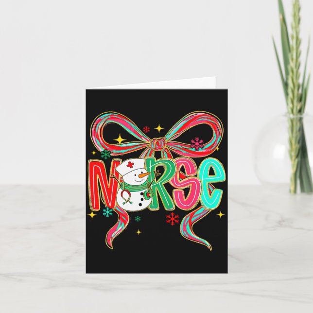 Tarjeta Christmas Nurse Snowman Xmas Pajamas Rn Icu Nicu E (Anverso)
