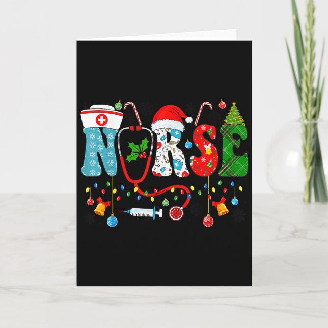 Tarjeta Christmas Nurse Xmas Rn Nursing Christmas Nurse Sa (Anverso)