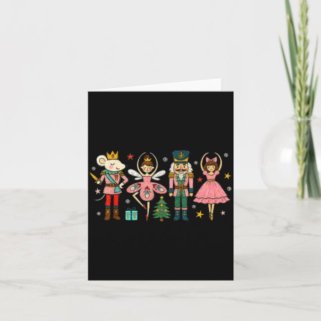 Tarjeta Christmas Nutcracker Squad Ballet Dance Women Kid  (Anverso)
