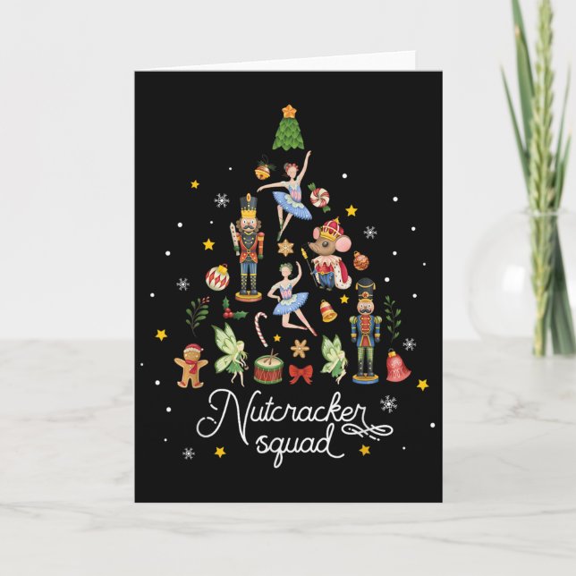 Tarjeta Christmas Nutcracker Squad Ballet Dance Women Kids (Anverso)