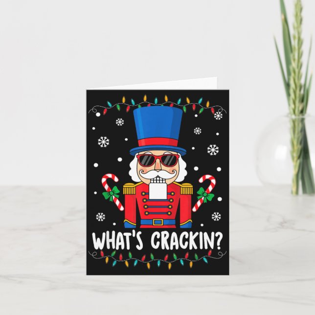 Tarjeta Christmas Nutcracker Whats Crackin Funny Xmas Men  (Anverso)