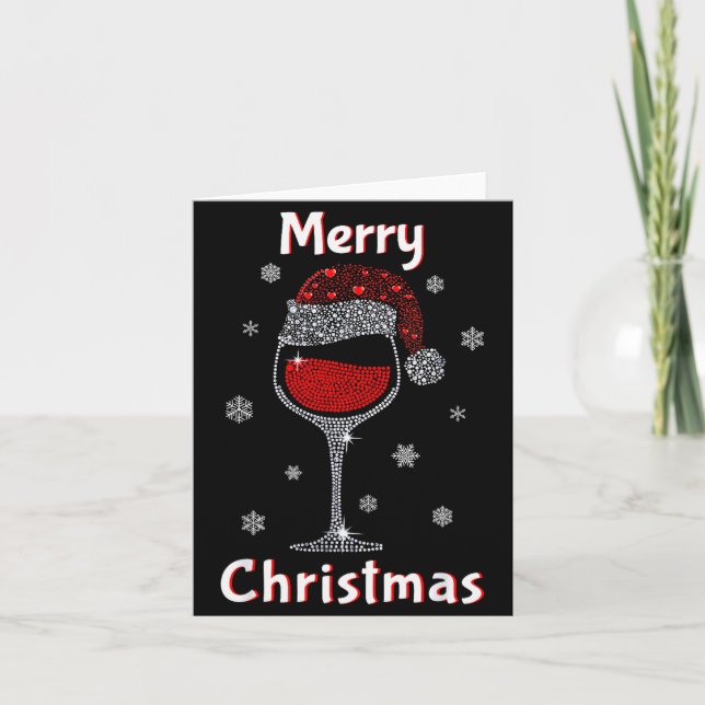 Tarjeta Christmas Outfit Women Wine Gl Funny Christmas  (Anverso)