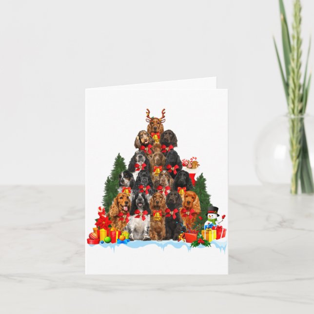 Tarjeta Christmas Pajama English Er Spaniel Xmas Tree  (Anverso)