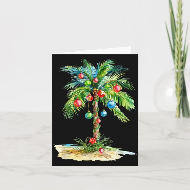 Tarjeta Christmas Palm Tree Light Hawaiian Trocal Xmas Men (Anverso)