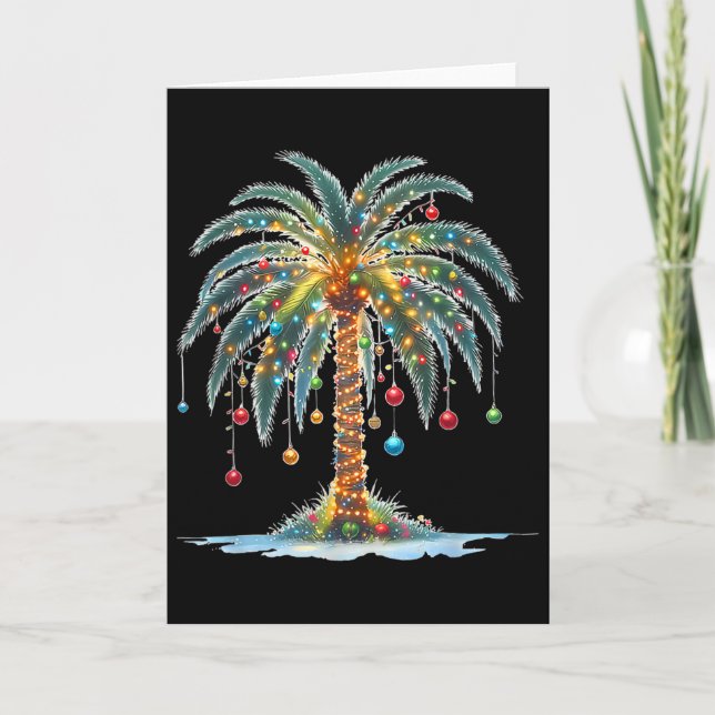 Tarjeta Christmas Palm Tree Light Hawaiian Tropical Xmas 2 (Anverso)