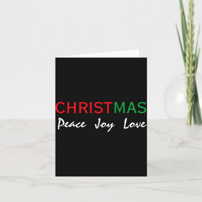 Tarjeta Christmas Peace Joy Love Tygraphy T Shirt  (Anverso)
