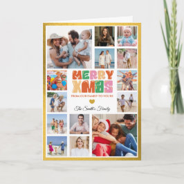 Tarjeta Christmas Photo Card With Golden Border