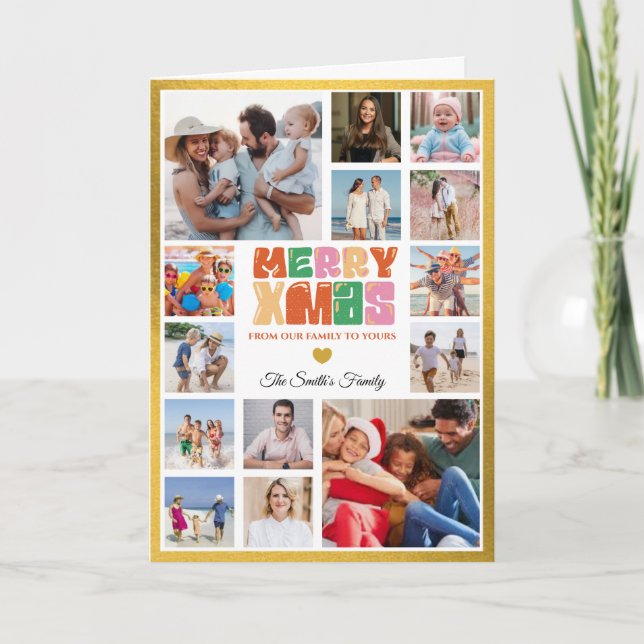 Tarjeta Christmas Photo Card With Golden Border (Anverso)