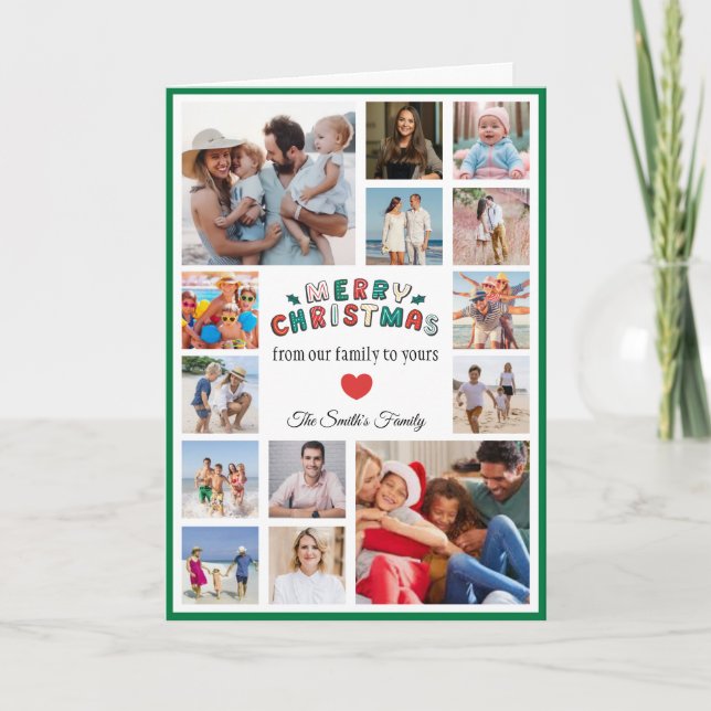 Tarjeta Christmas Photo Card With Green Border (Anverso)