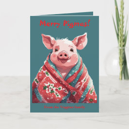 Tarjeta Christmas Pig Wrapped In A Holiday Blanket