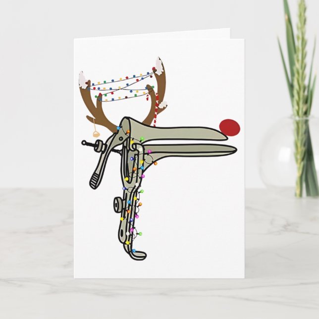 Tarjeta Christmas Reindeer Speculum Nurse Obgyn Obstetrics (Anverso)
