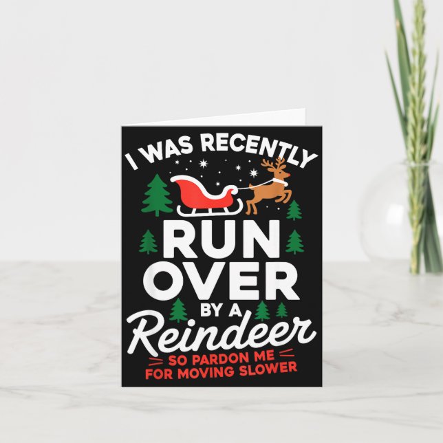 Tarjeta Christmas Runover By Reindeer Funny Xmas  (Anverso)