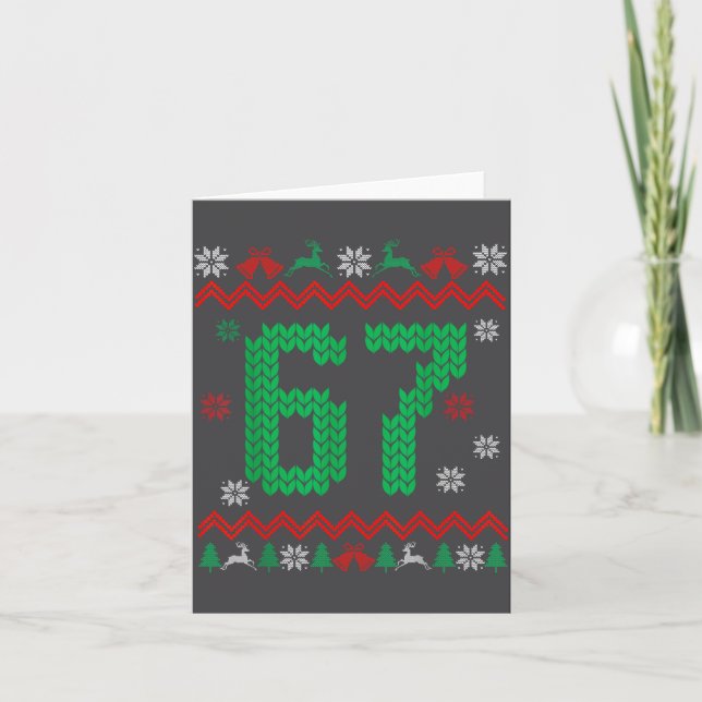 Tarjeta Christmas Santa 67 Six Seven Meme Ugly Sweater  (Anverso)