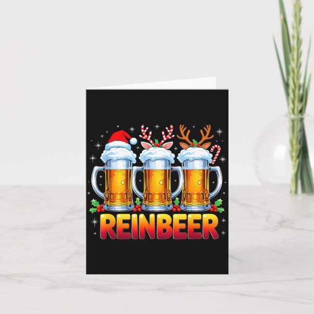 Tarjeta Christmas Santa Beer Lovers Funny Drinking Trend N (Anverso)