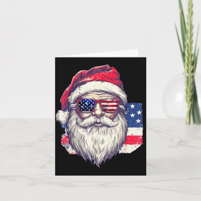 Tarjeta Christmas Santa Claus Patriotic Usa Sungles In Jul (Anverso)