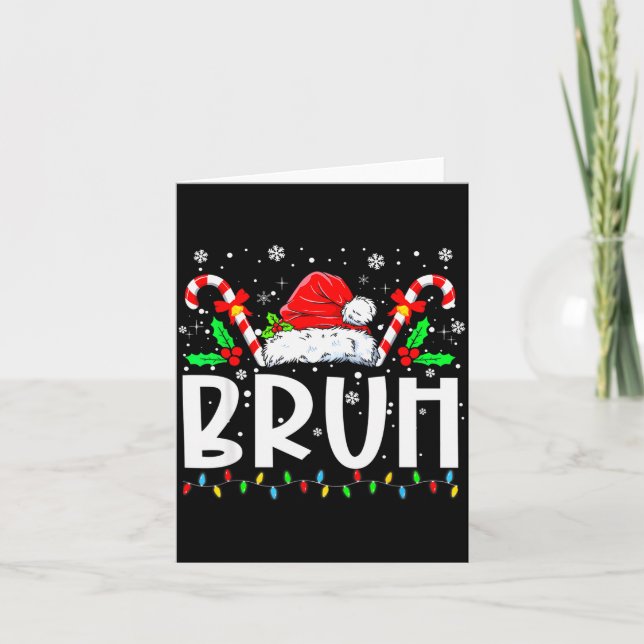 Tarjeta Christmas Santa Hat Bruh Xmas Pajamas Family Men W (Anverso)