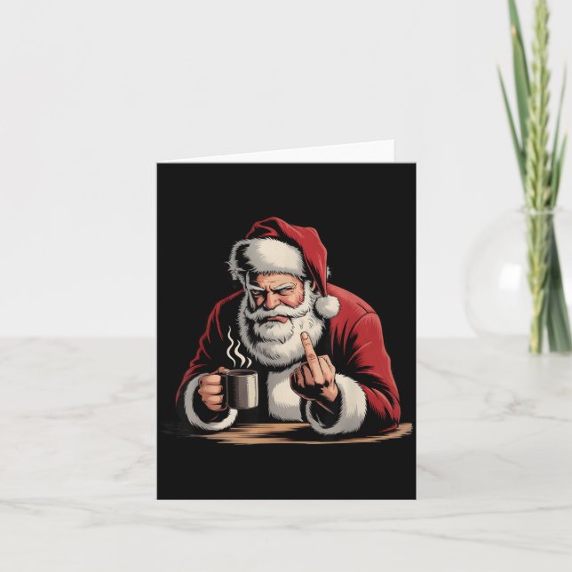 Tarjeta Christmas Santa Middle Finger Sarcastic Xmas Funny (Anverso)