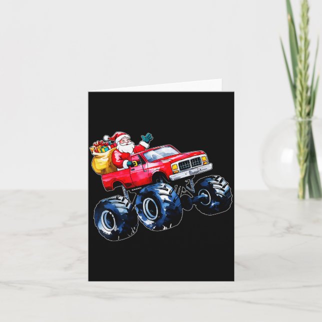 Tarjeta Christmas Santa Monster Truck Xmas Boys Kids Toddl (Anverso)