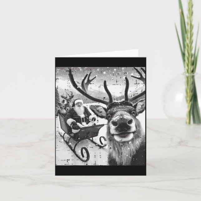 Tarjeta Christmas Santa Reindeer Selfie Funny Xmas Men Wom (Anverso)