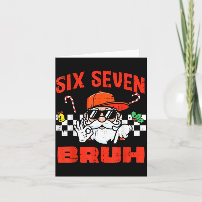 Tarjeta Christmas Santa Six Seven Bruh 67 Meme 6 7 Xmas Bo (Anverso)