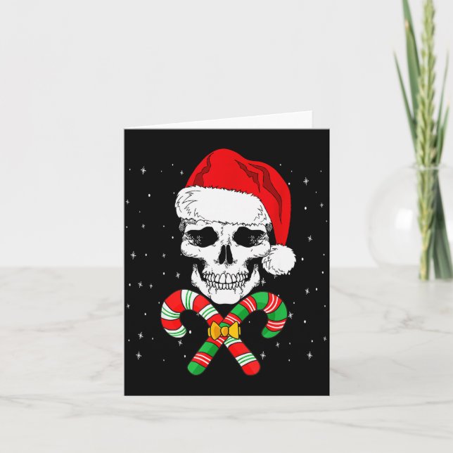 Tarjeta Christmas Santa Skull Xmas Candy Skull Wearing San (Anverso)