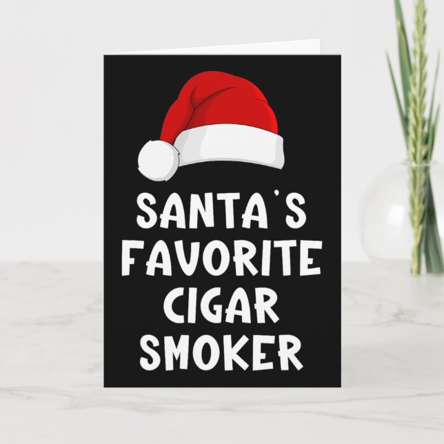 Tarjeta Christmas Santa's Favorite Cigar Smoker Funny Xmas (Anverso)