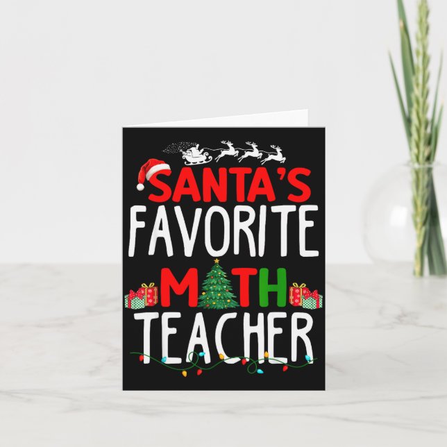 Tarjeta Christmas Santa's Favorite Math Teacher Mathematic (Anverso)