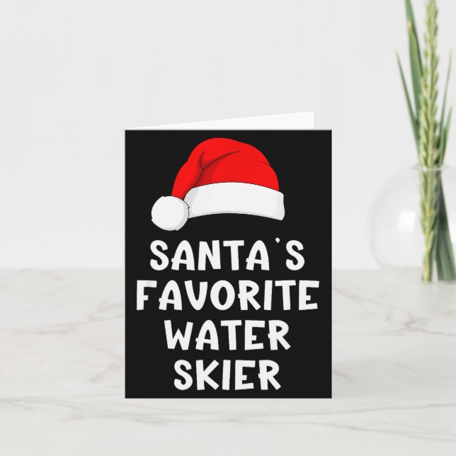 Tarjeta Christmas Santa's Favorite Water Skier Skiing Ski  (Anverso)