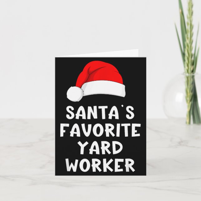 Tarjeta Christmas Santa's Favorite Yard Worker Funny Pajam (Anverso)