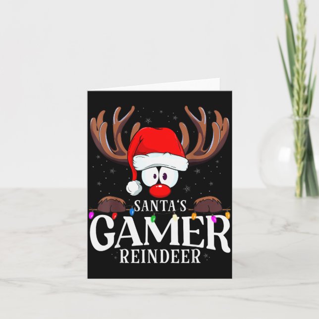 Tarjeta Christmas Santa's Gamer Reindeer Matching X-mas  (Anverso)
