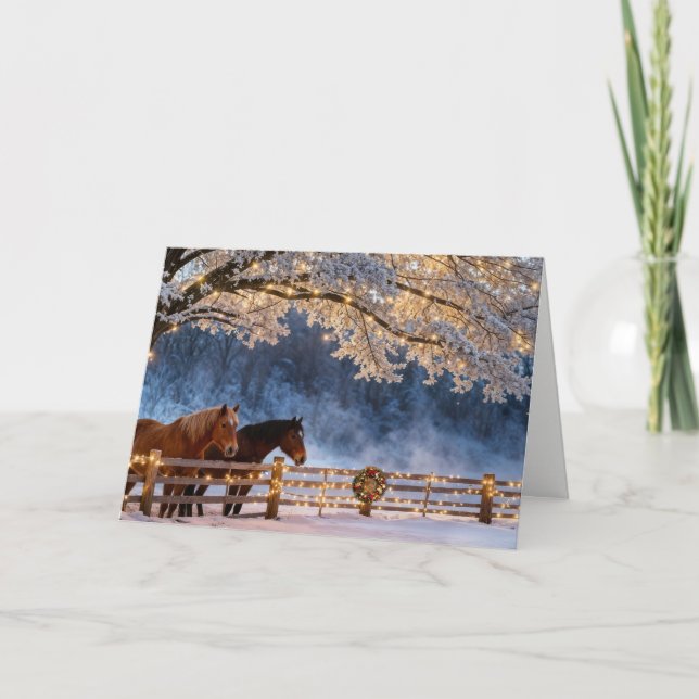 Tarjeta Christmas Seasons Greetings Country Horses  (Anverso)