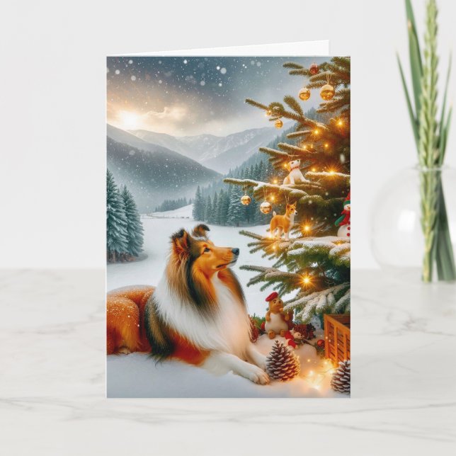 Tarjeta Christmas Shetland Sheepdog Holiday  Card (Anverso)