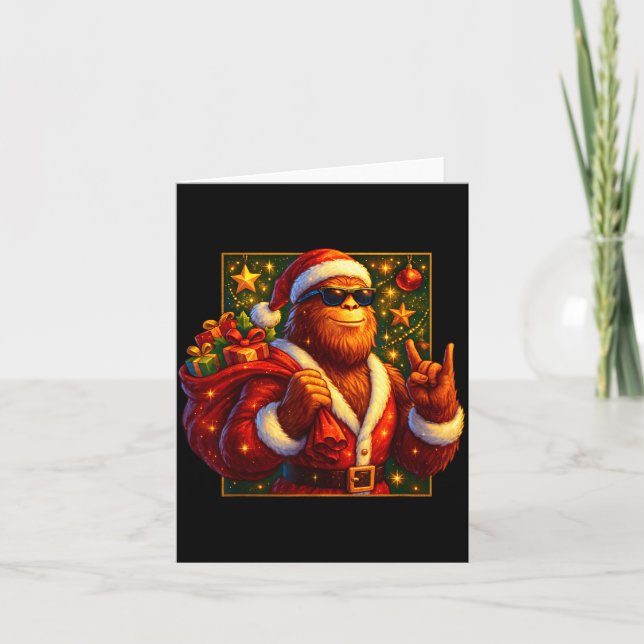 Tarjeta Christmas Shirts Funny Xmas Sasquatch Santa Bigfoo (Anverso)