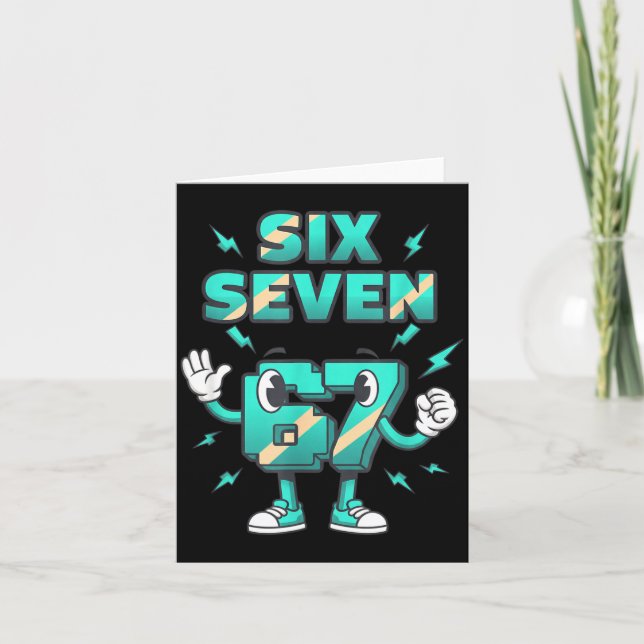 Tarjeta Christmas Six Seven 67 Funny 6-7 Meme Retro Cartoo (Anverso)