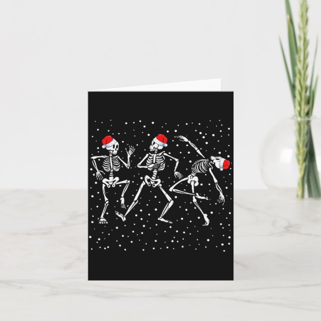 Tarjeta Christmas Skeleton Dancing Funny Xmas  (Anverso)