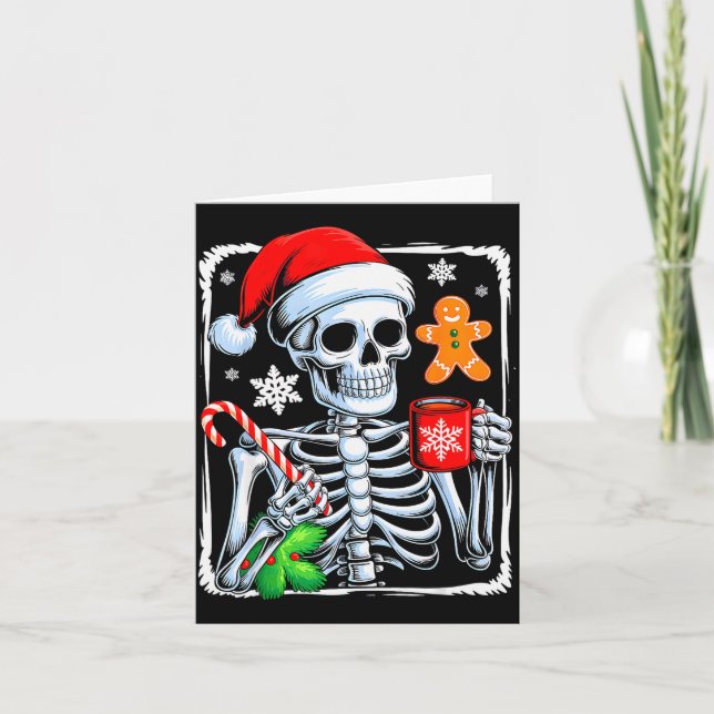 Tarjeta Christmas Skeleton Hot Chocolate Funny Xmas Men Wo (Anverso)