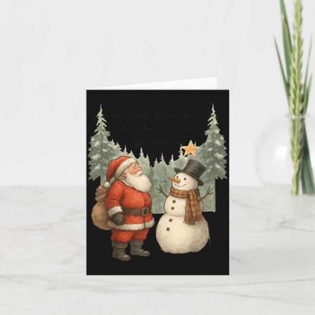 Tarjeta Christmas Snowman And Santa He Was Made Snow  (Anverso)