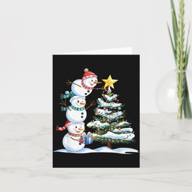 Tarjeta Christmas Snowman Christmas Tree Funny Snowman Lov (Anverso)