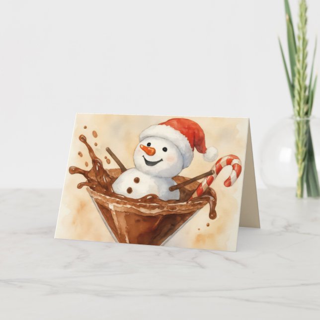 Tarjeta Christmas Snowman In a Chocolate Martini (Anverso)