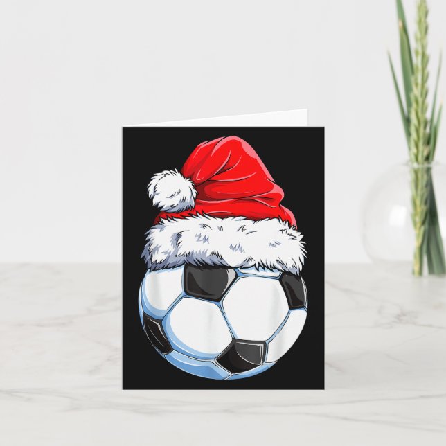 Tarjeta Christmas Soccer Ball Santa Hat Funny Srts Xmas Bo (Anverso)