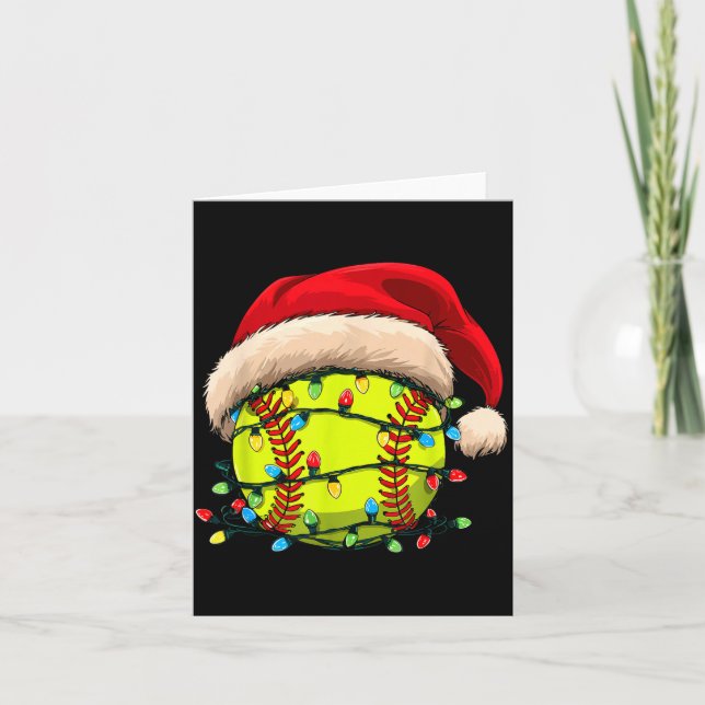 Tarjeta Christmas Softball Xmas Santa Srts Hat Mens Womens (Anverso)
