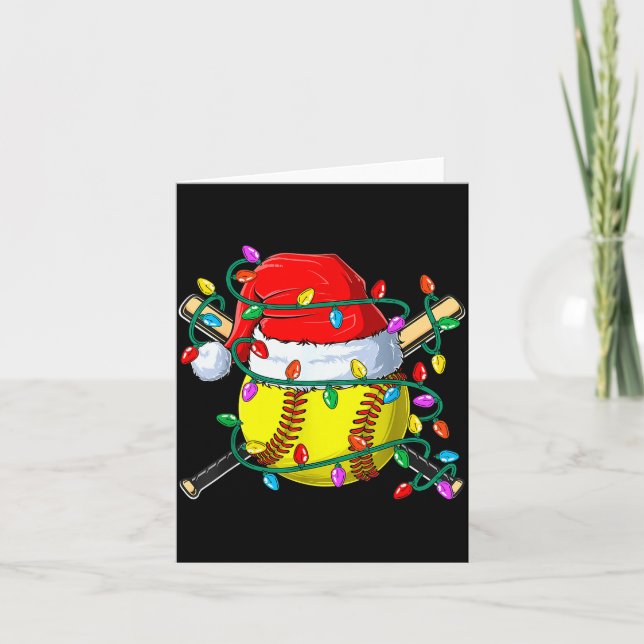 Tarjeta Christmas Softball Xmas Santa Srts Hat Mens Womens (Anverso)