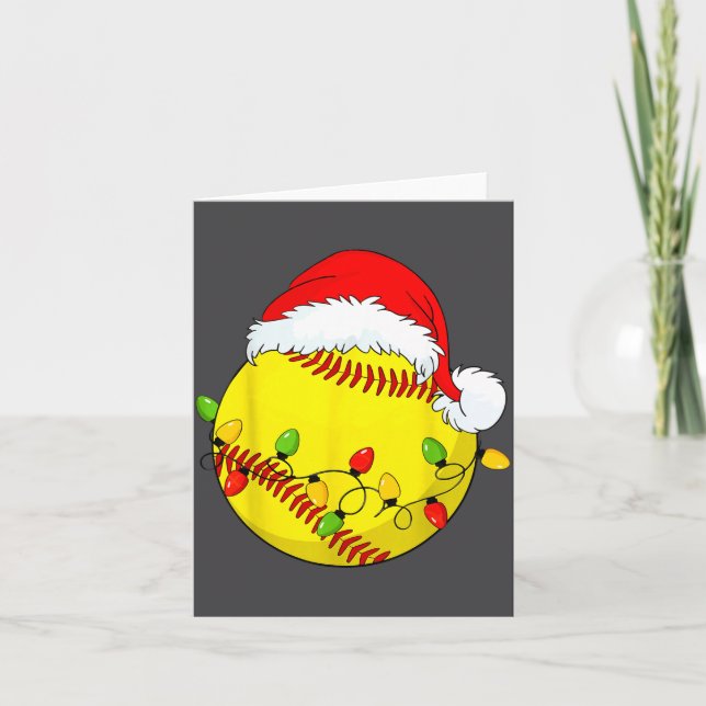 Tarjeta Christmas Softball Xmas Santa Srts Hat Mens Womens (Anverso)