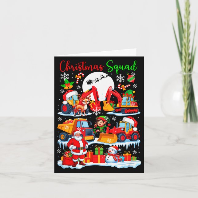 Tarjeta Christmas Squad Construction Trucks Excavators San (Anverso)