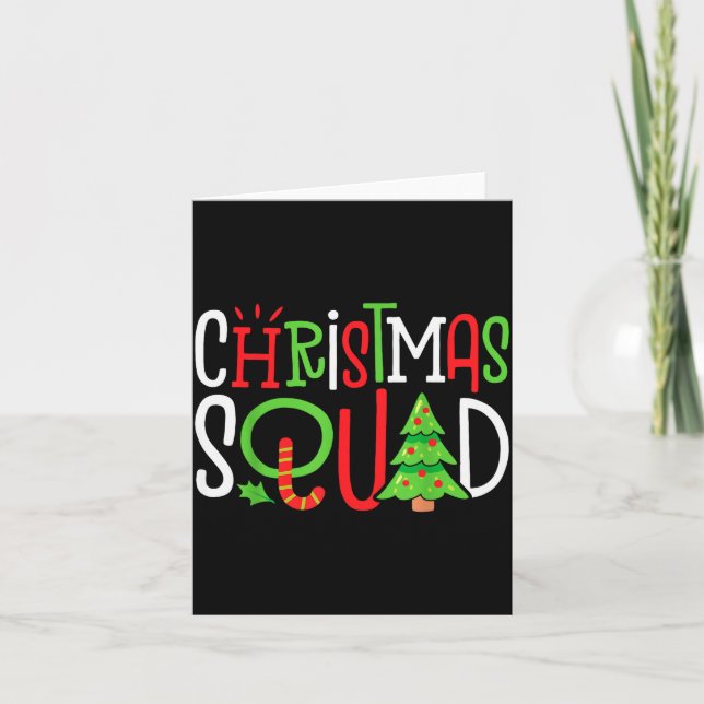 Tarjeta Christmas Squad Funny Xmas Tree Family Matching Pa (Anverso)