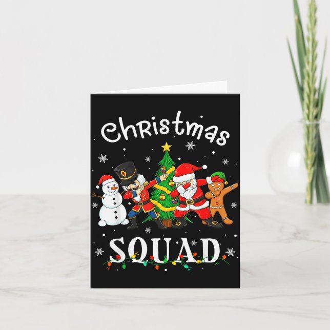 Tarjeta Christmas Squad Santa Dabbing Elf Family Matching  (Anverso)